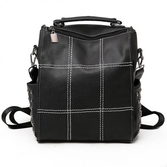 Pu Leather sak lekòl fanm