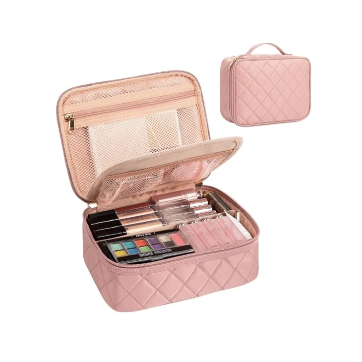 Diamond Pattern Makeup Bag With Divider And Brushes Compartments suppliers