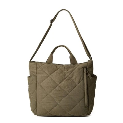 Customized Logo Lave Nylon Matlasye Puffer Zipper Tote Bag