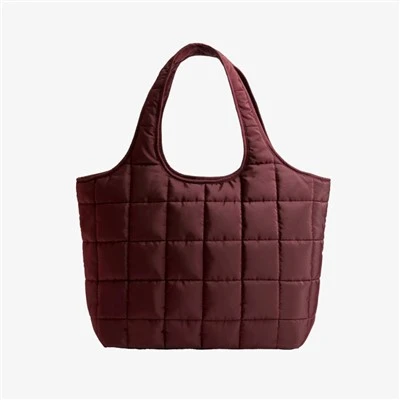 Mou Lejè Puffer Matlasye Tote Bag Pou Fi